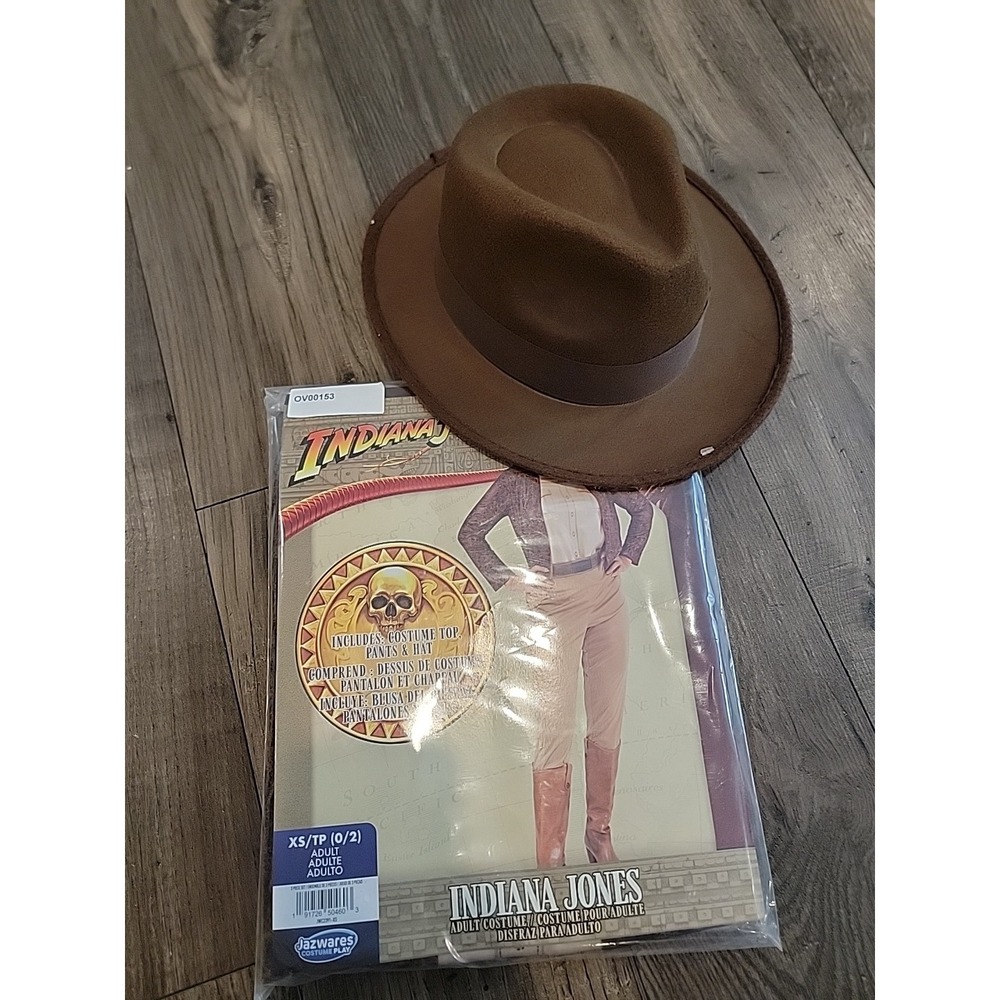 Womens Classic Indiana Jones Halloween Costume Pants Hat Jacket Size XS 0-2